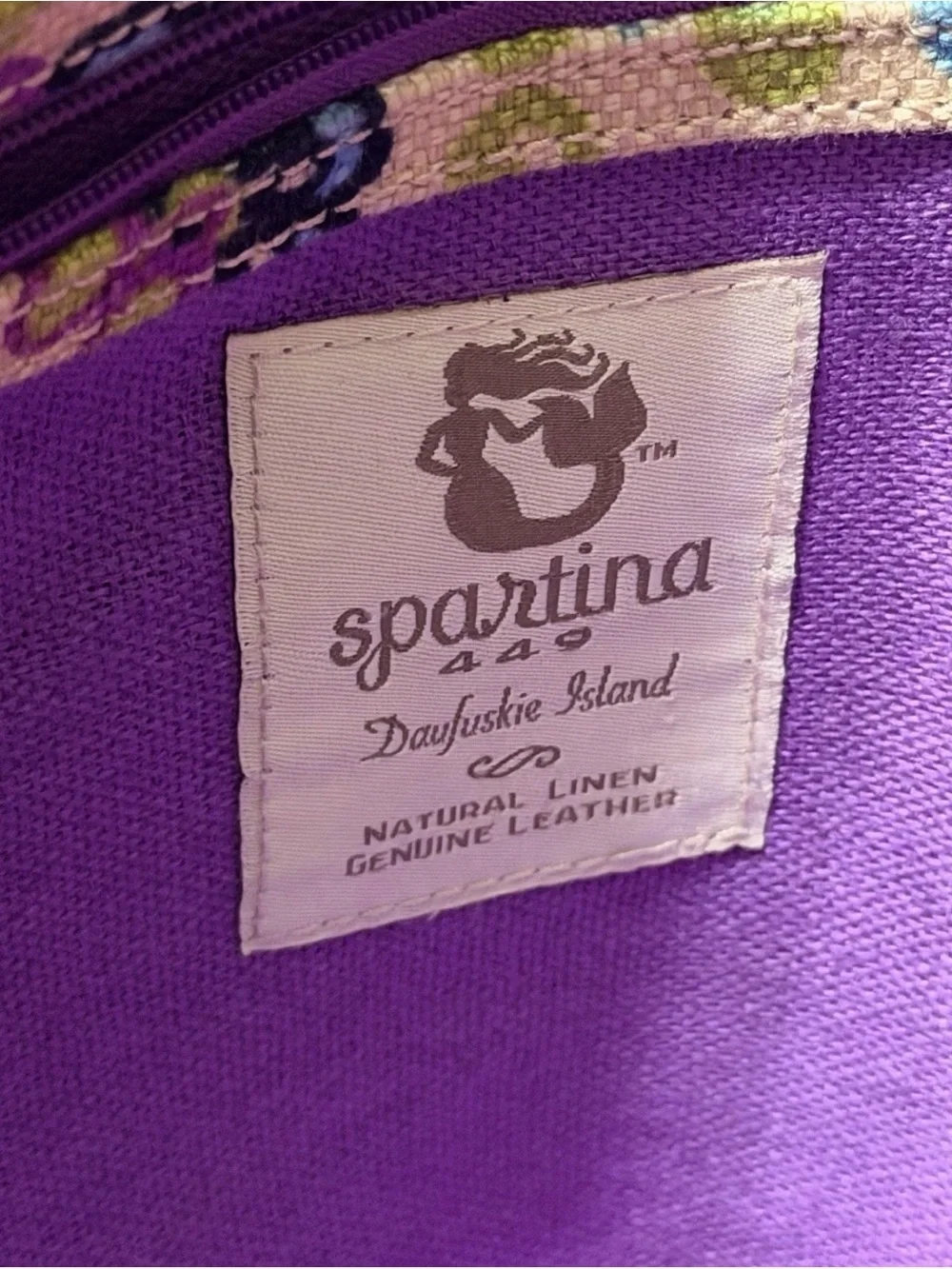 Spartina 449 Paisley Tote with Black Handles - Cream, Purple, Blue, Green